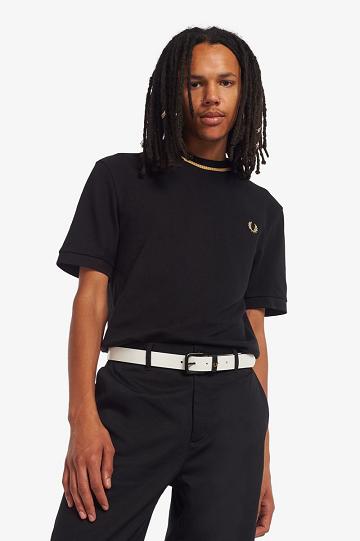 Black Fred Perry M7 Men's T Shirts | PH 1720SGLO